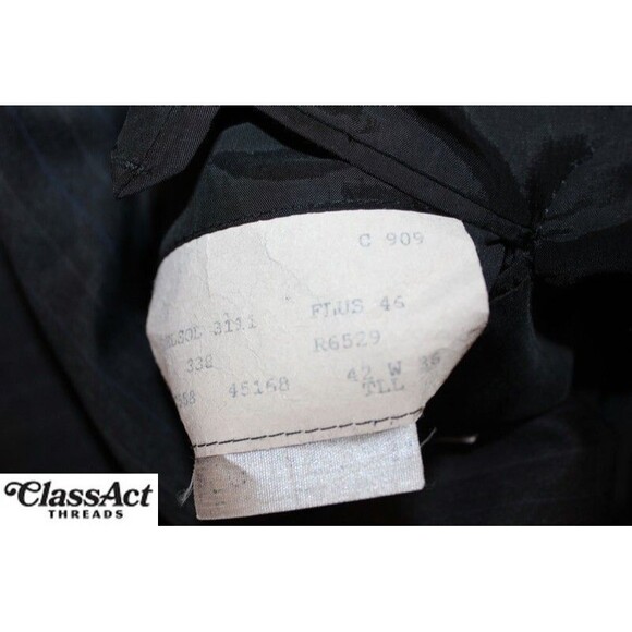 Alan Flusser 2 Pc Suit Gray Striped 3 Btn Wool 42L Pleated Fronts 36" Waist - Picture 9 of 11